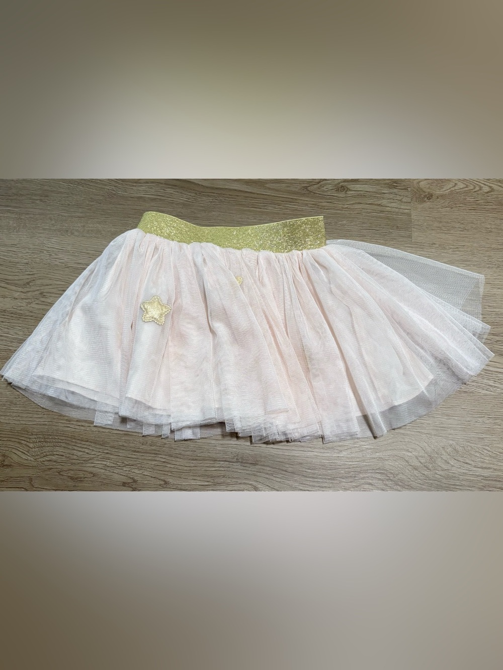 Pippa & Julie Light Pink Tulle Skirt with Gold Glitter Waistband